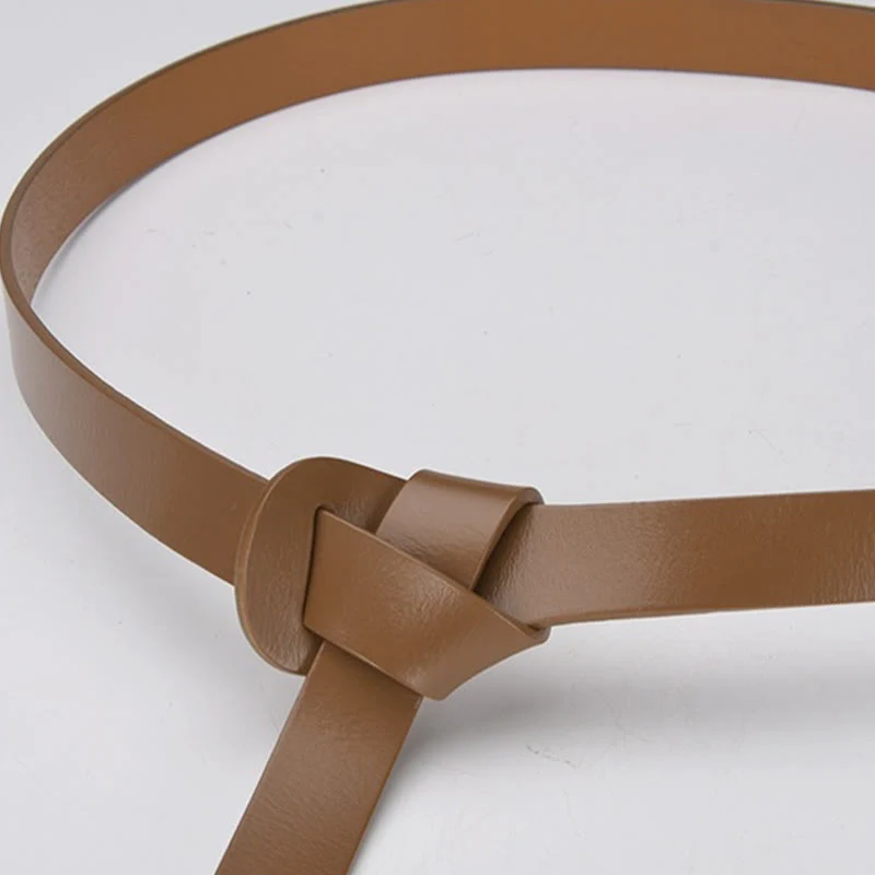 Classical Solid Color Knot Belt Decorative Leather Belt - Image 9