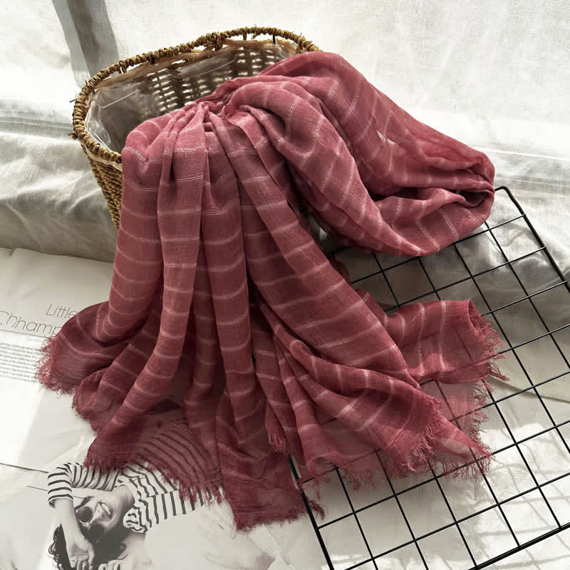 Classical Striped Pattern Four Season Thin Scarf - Image 2