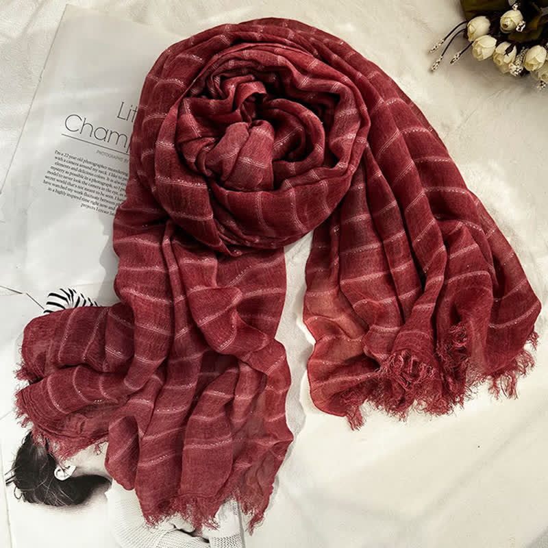 Classical Striped Pattern Four Season Thin Scarf - Image 3