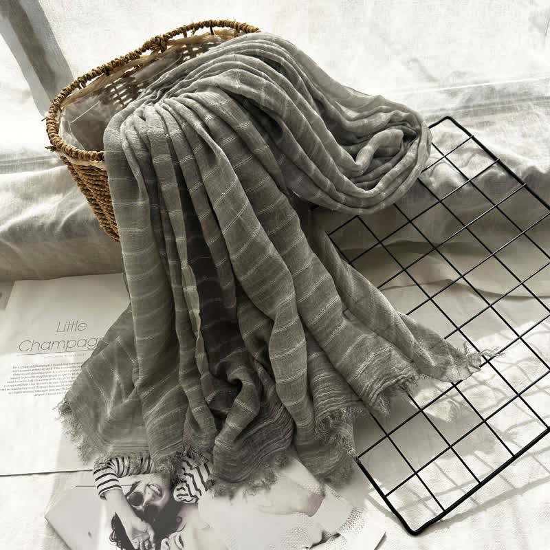 Classical Striped Pattern Four Season Thin Scarf - Image 4