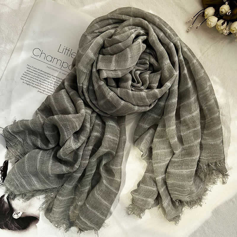 Classical Striped Pattern Four Season Thin Scarf - Image 5