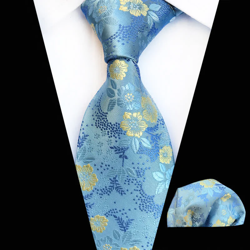 Clearance: 2Pcs Men's Plum Blossoms Floral Necktie Set