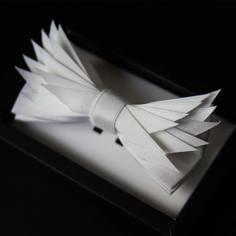 Clearance: Men's Clean Pure Wihte Wings Shape Bow Tie