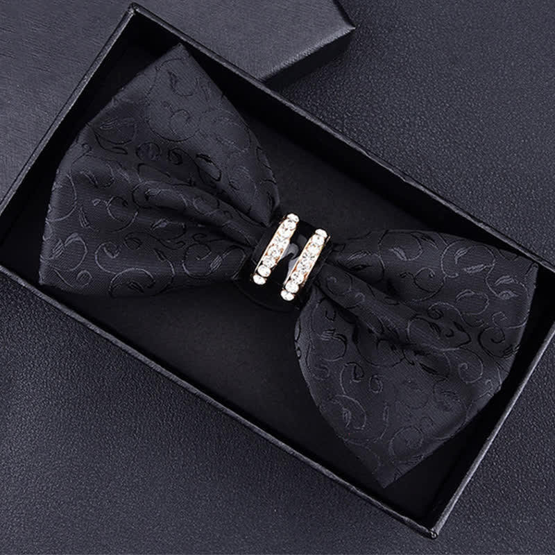 Clearance: Men's Floral Paisley Striped Rhinestone Bow Tie