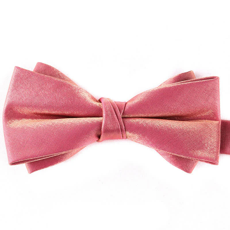 Clearance: Men's Gloss Double Layer Solid Color Bow Tie