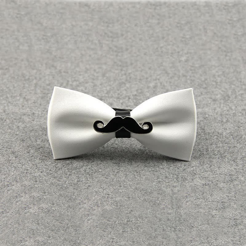Clearance: Men's Metal Mustache Leather Bow Tie