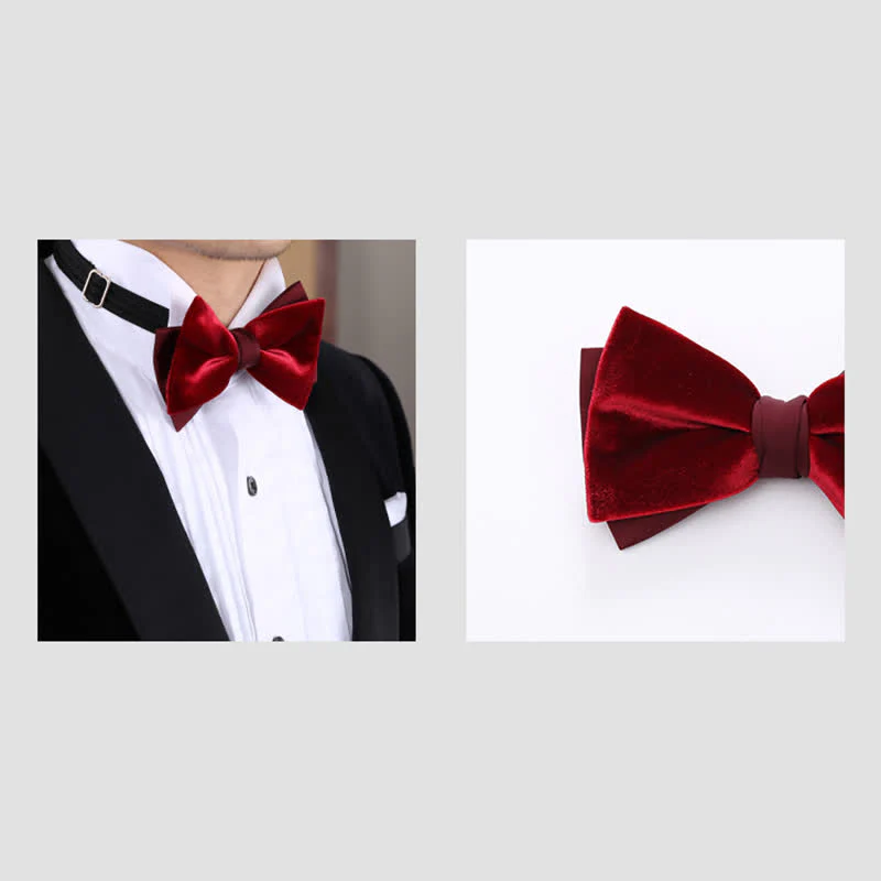 Clearance: Men's Velvet Double Layers Bow Tie - Image 4