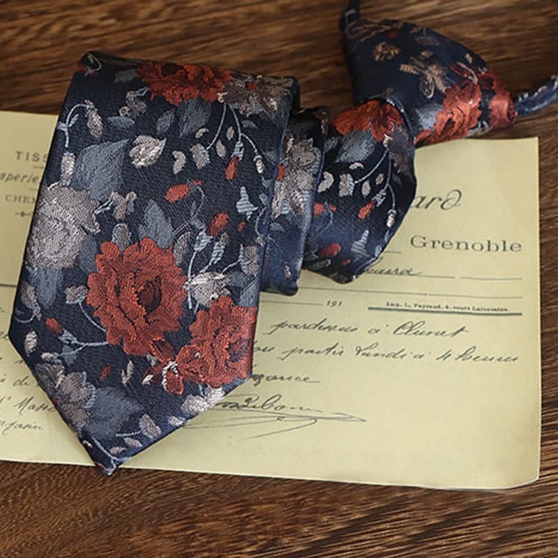 Clearance: Men's Vintage Art Floral Pattern Necktie - Image 9