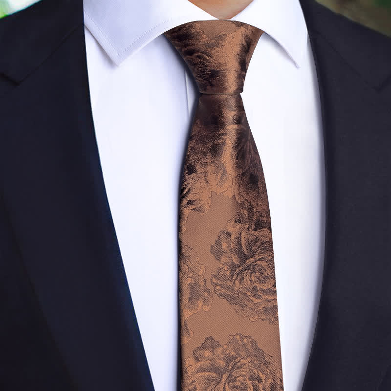 Clearance: Men's Vintage Bronze Flower Necktie