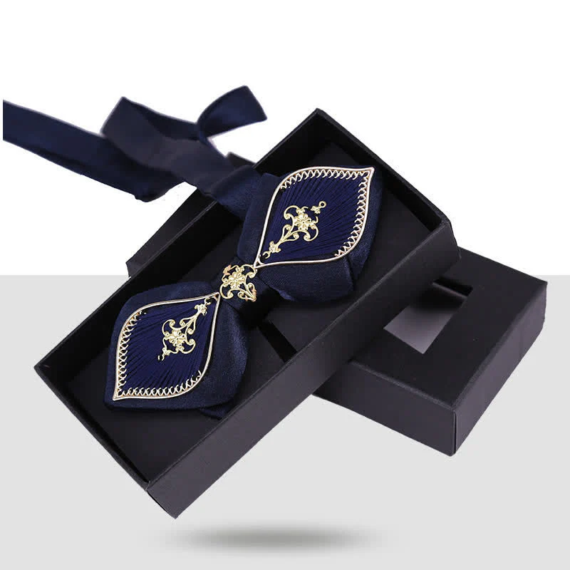 Clearance: Men's Wedding Golden Floral Branch Bird Bow Tie