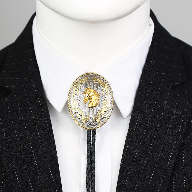 Clearance: Retro Creative Gold Western Horse Head Bolo Tie