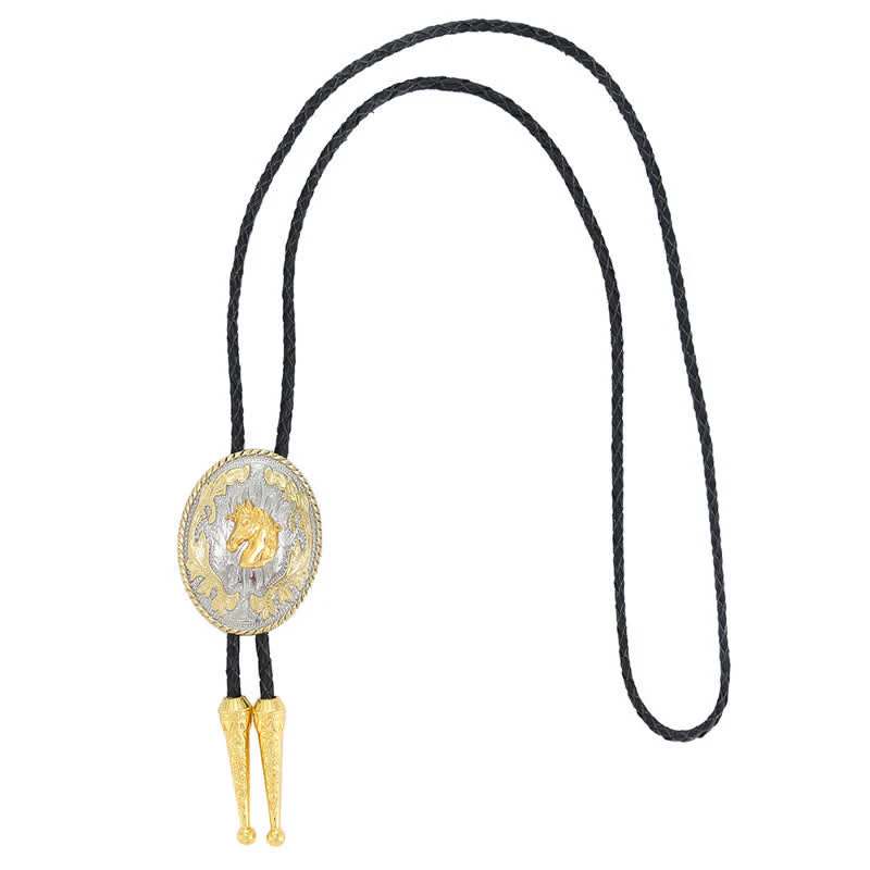 Clearance: Retro Creative Gold Western Horse Head Bolo Tie - Image 5