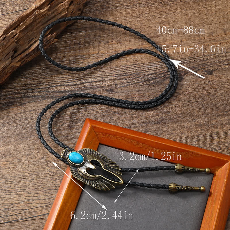 Clearance: Western Eagle Bird Turquoise Stone Bolo Tie - Image 2