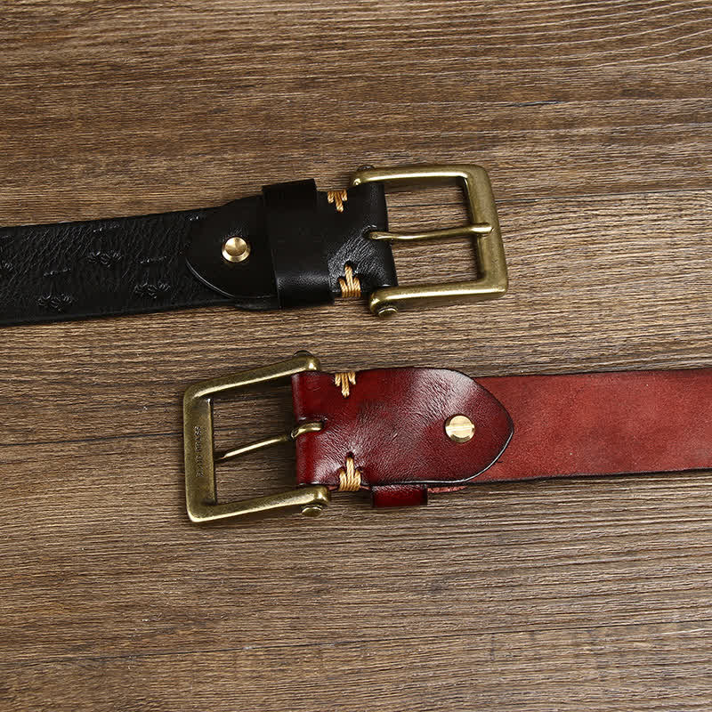 Coconut Tree Embossed Pattern Strap Leather Belt - Image 3