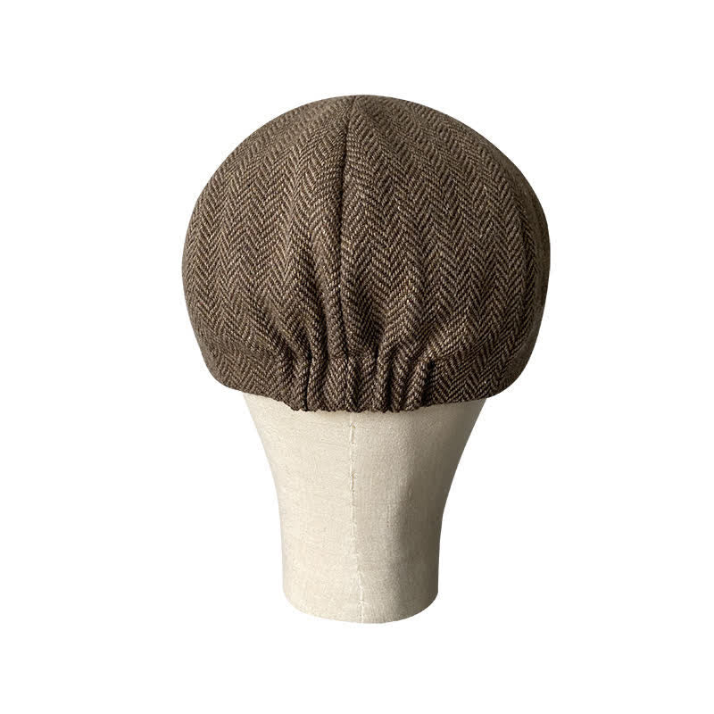 Coffee Fine Herringbone Octagon Beret Cap - Image 6