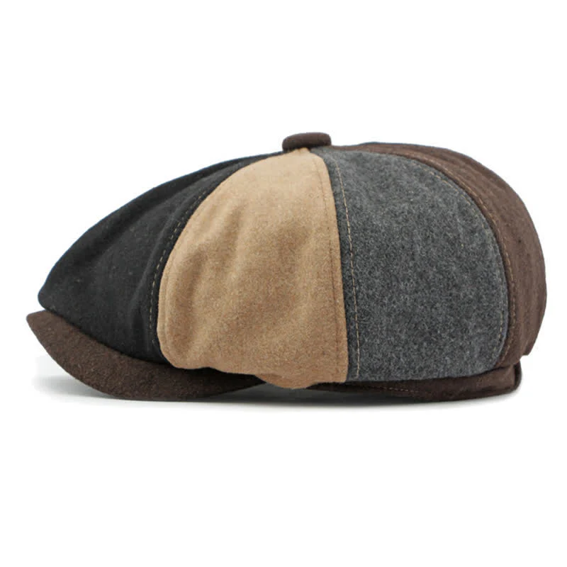 Color Matching Fashion Stitching Newsboy Beret Hat - Image 3