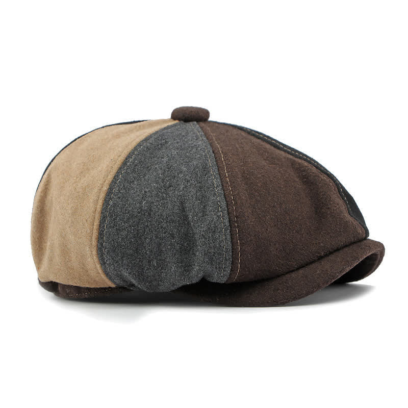 Color Matching Fashion Stitching Newsboy Beret Hat - Image 5