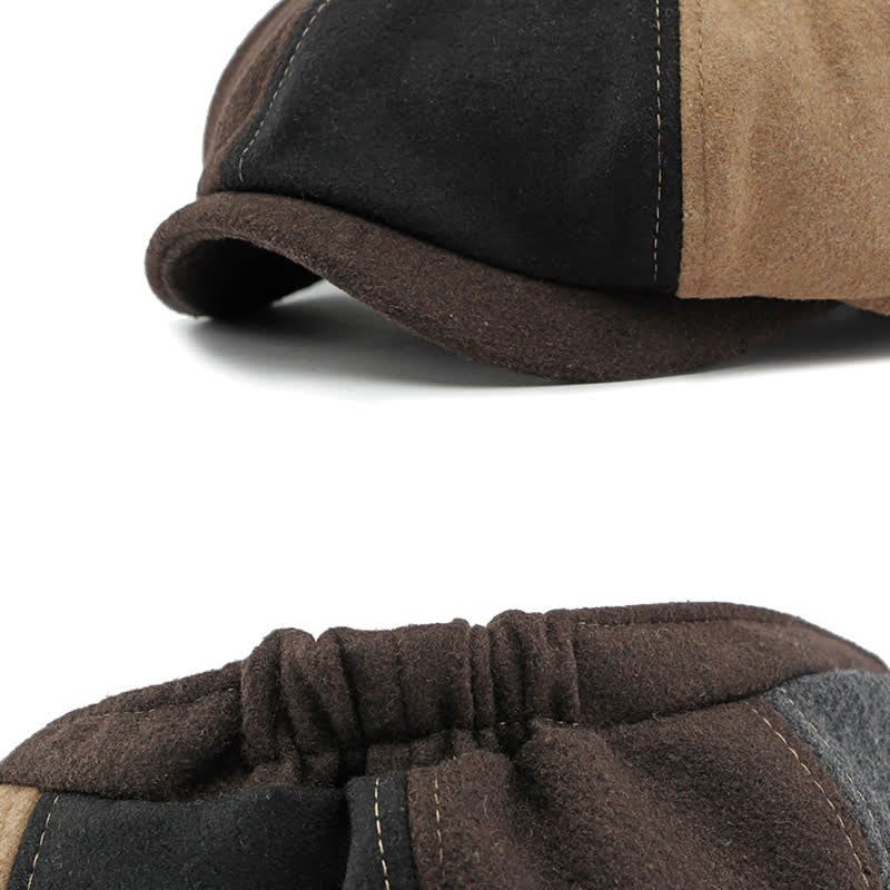 Color Matching Fashion Stitching Newsboy Beret Hat - Image 7
