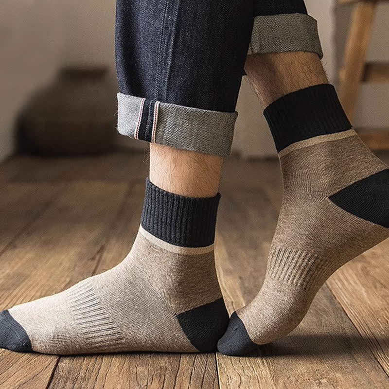 Colorblocking Contrast Sports Cotton Mid-calf Socks - Image 13