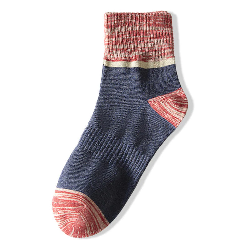 Colorblocking Contrast Sports Cotton Mid-calf Socks - Image 15