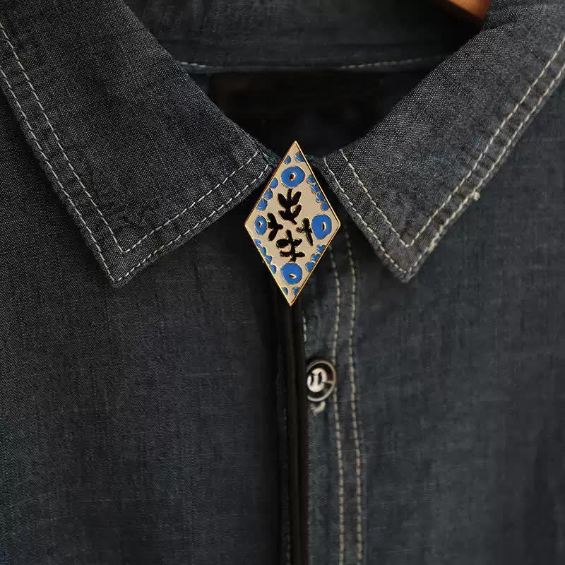 Colorful Small Flower Retro Rhombus Bolo Tie - Image 2