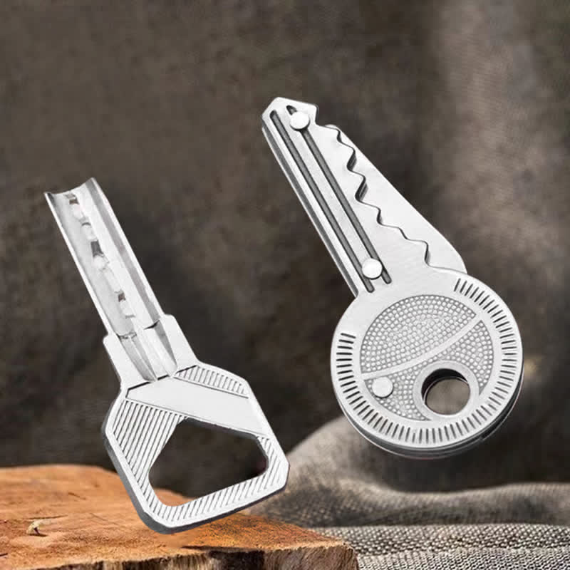 Compact Mini Folding Knife Key Shape Keychain - Image 2