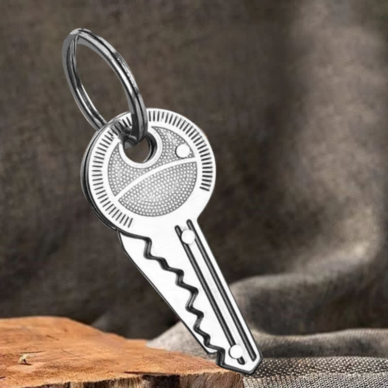 Compact Mini Folding Knife Key Shape Keychain - Image 4