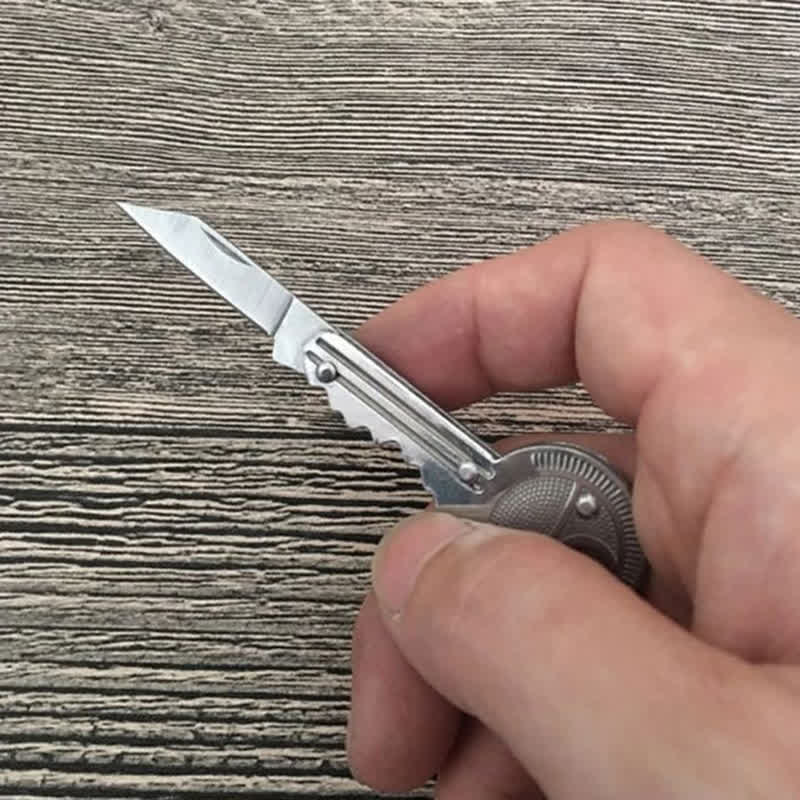 Compact Mini Folding Knife Key Shape Keychain - Image 6