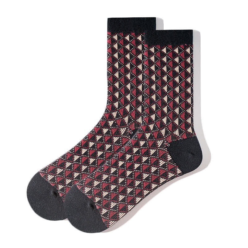 Contrasting Colors Triangle Pattern Cotton Socks - Image 10
