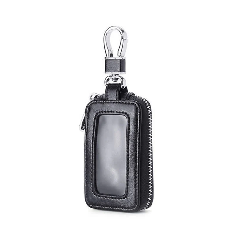 Convenient Transparent Window Zipper Leather Key Case - Image 5