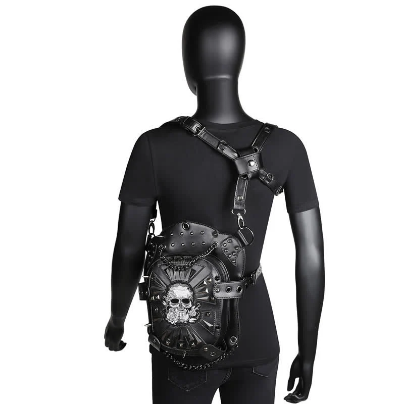 Convertible Skull Design Shoulder Waist Leg Bag - Image 10