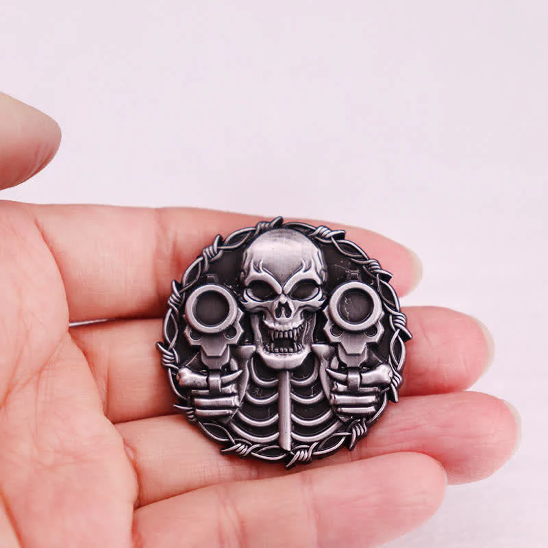 Cool Double Gun Design Skull Retro Motorcycle Brooch - Image 3
