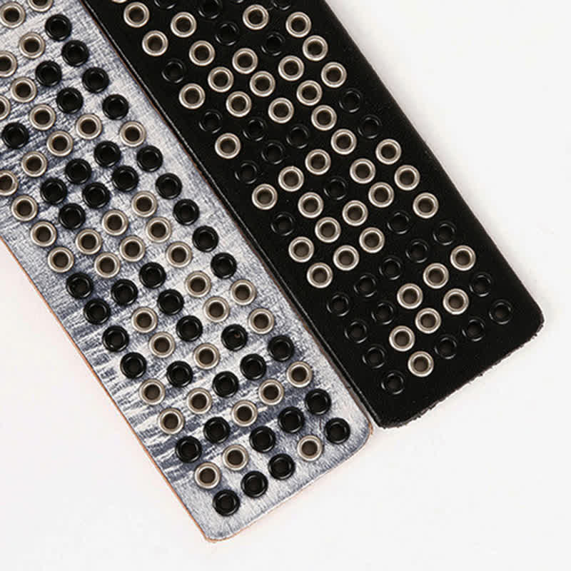 Unisex Studded Heavy Metal Cowboy Punk Leather Belt - Image 11