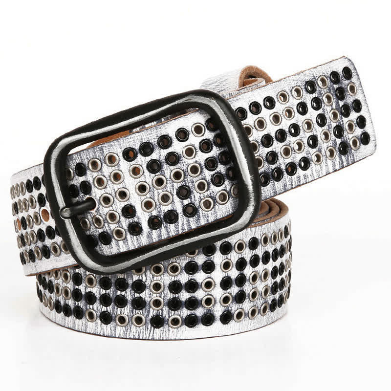 Unisex Studded Heavy Metal Cowboy Punk Leather Belt - Image 12