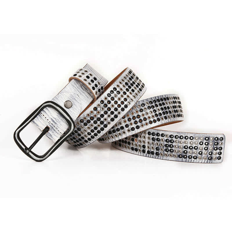 Unisex Studded Heavy Metal Cowboy Punk Leather Belt - Image 13