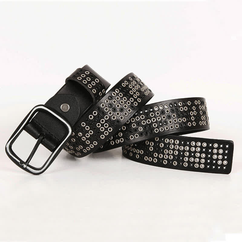 Unisex Studded Heavy Metal Cowboy Punk Leather Belt - Image 2