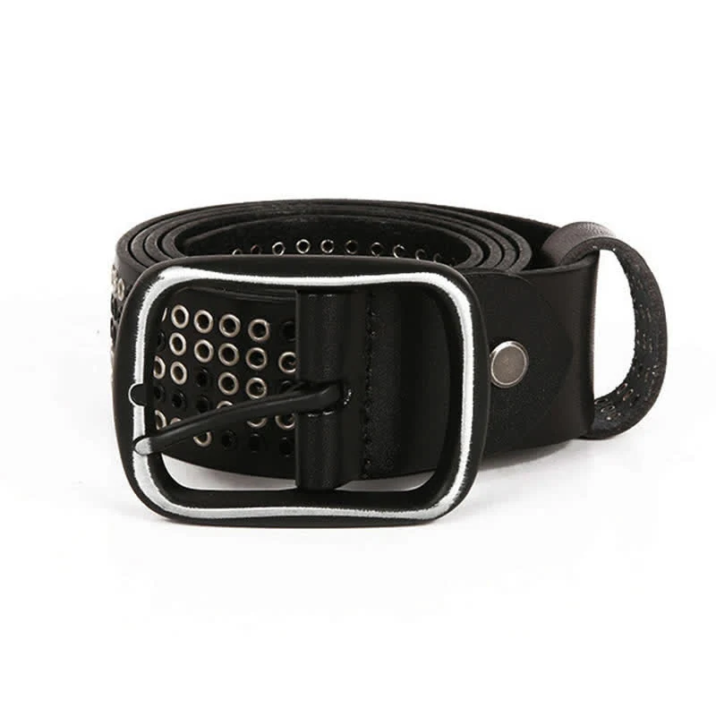 Unisex Studded Heavy Metal Cowboy Punk Leather Belt - Image 3