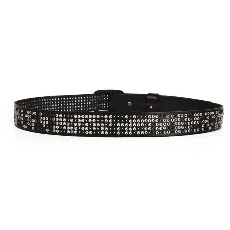 Unisex Studded Heavy Metal Cowboy Punk Leather Belt - Image 6
