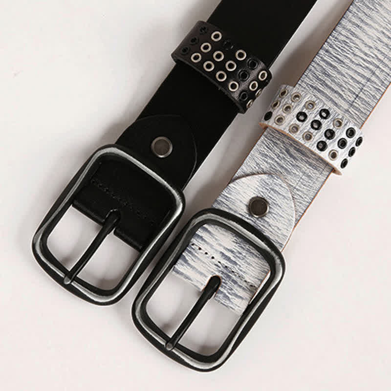Unisex Studded Heavy Metal Cowboy Punk Leather Belt - Image 7