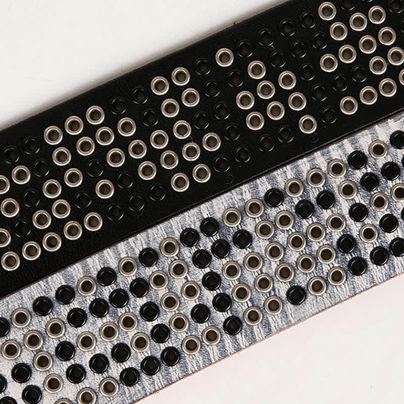 Unisex Studded Heavy Metal Cowboy Punk Leather Belt - Image 9