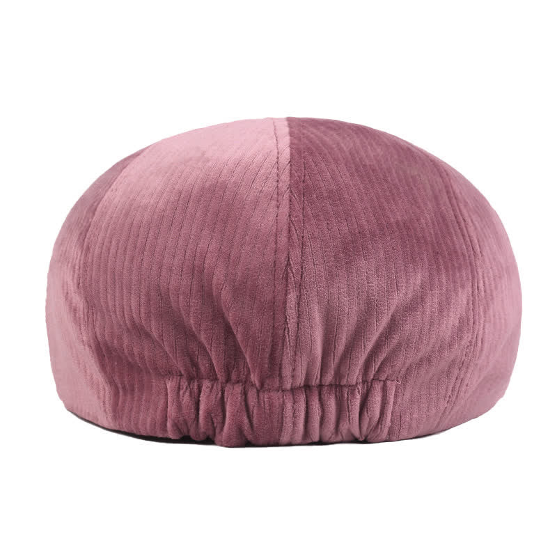 Corduroy Stripe Short Visor Beret Hat - Image 6