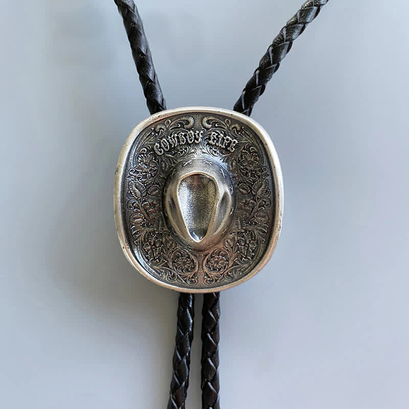 Country Cowboy Life Hat Pendant Bolo Tie - Image 2