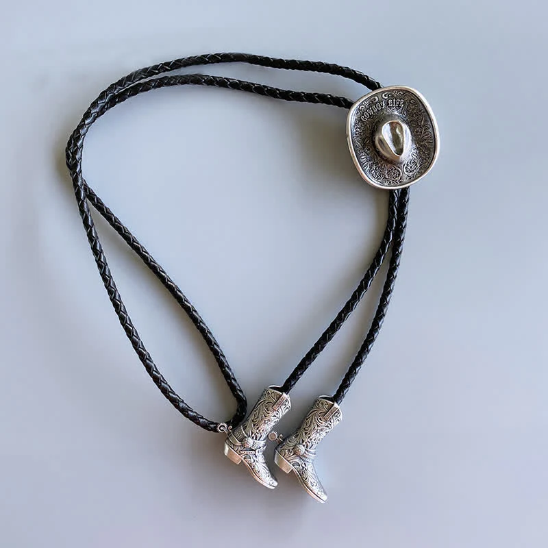 Country Cowboy Life Hat Pendant Bolo Tie - Image 6