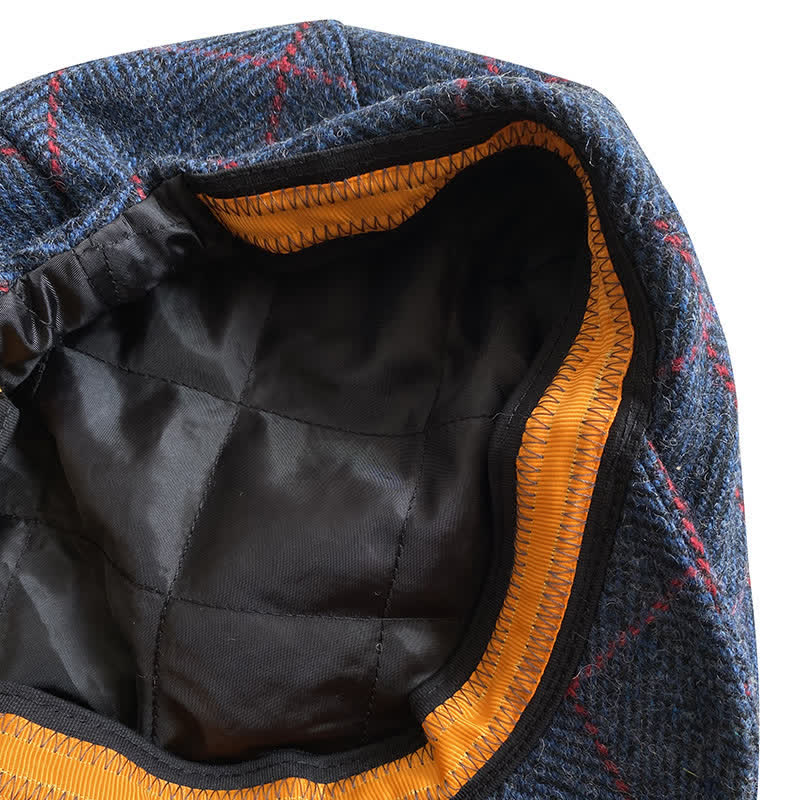 Countryside Dark Blue Red Plaid Beret Cap - Image 8
