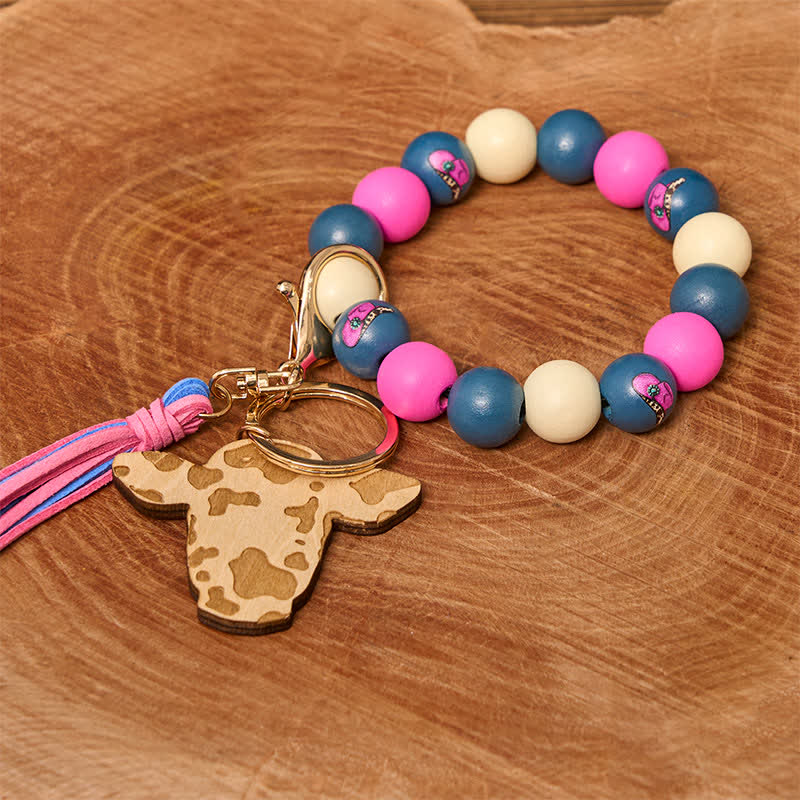 Cow Wooden Beads Wristlet Western Bracelet With Tassel - Image 5