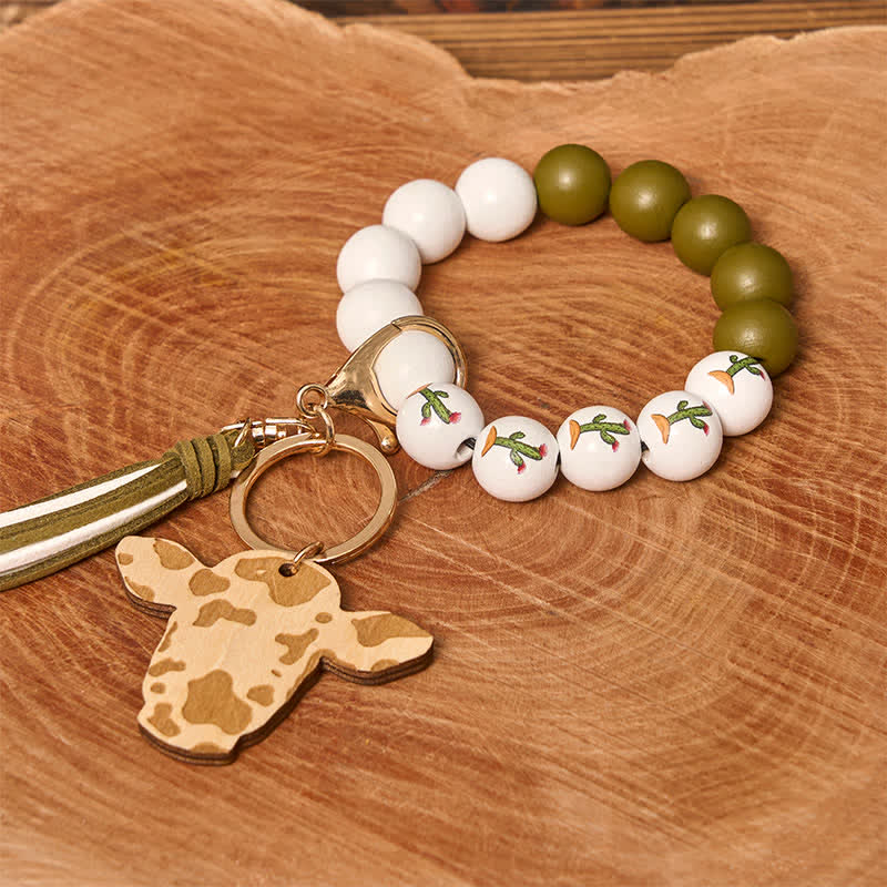 Cow Wooden Beads Wristlet Western Bracelet With Tassel - Image 8