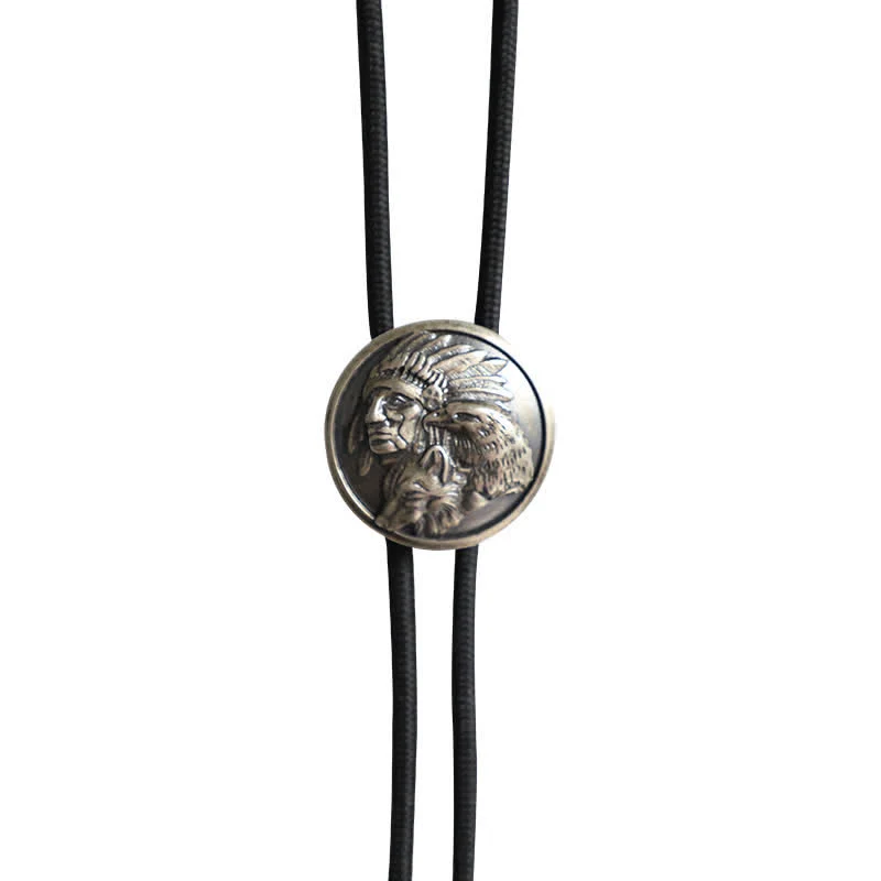 Cowboy Carving Indian Cheif Head Bolo Tie - Image 10