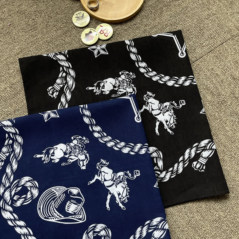 Cowboy Western Traditional Graphic Square Scarf - Image 5