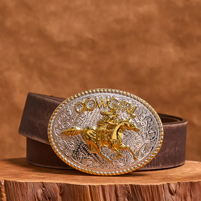 Cowgirl DIY Gold & Silver Horseback Riding Buckle Leather Belt - Image 7