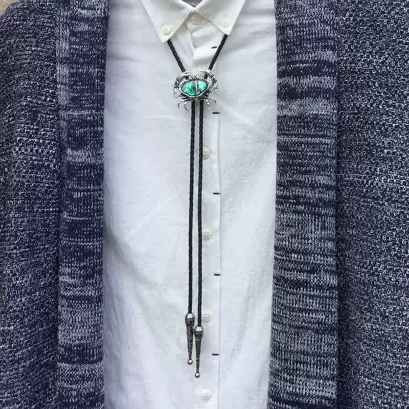 Crab Abalone Shell Removable Pendant Bolo Tie - Image 2